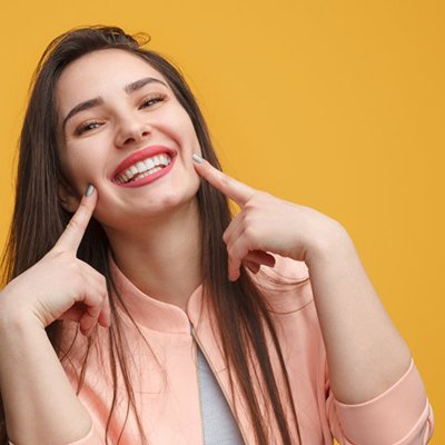 Lady shows off pretty smile