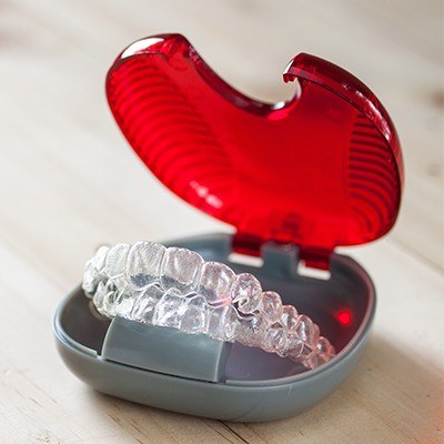 Invisalign trays in carrying case