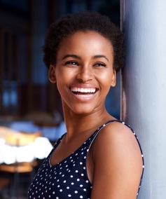 Woman with a polka dot blouse