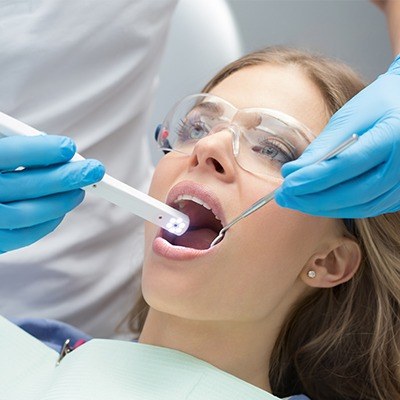 Dentist capturing intraoral images