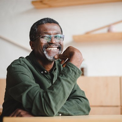 person sitting in a cafe