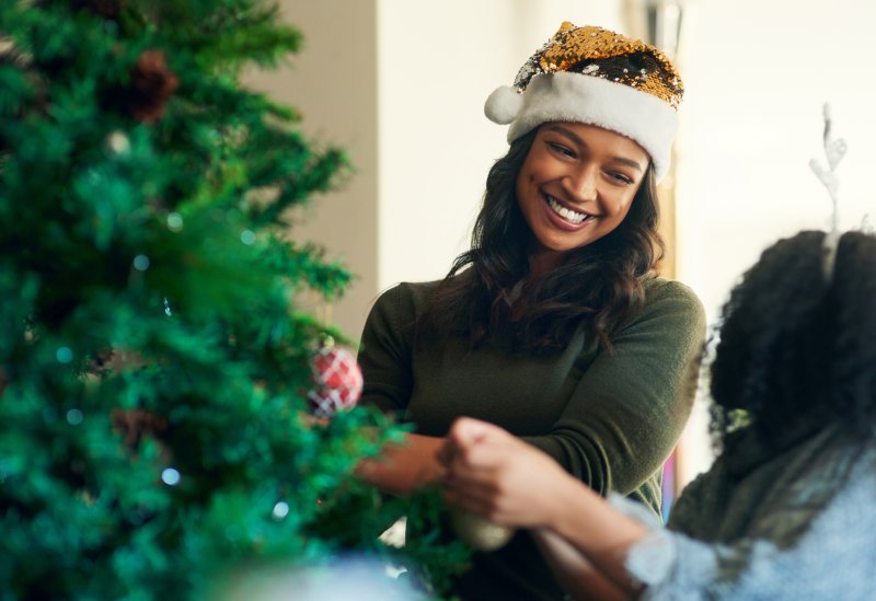 A woman with good oral health during the holidays